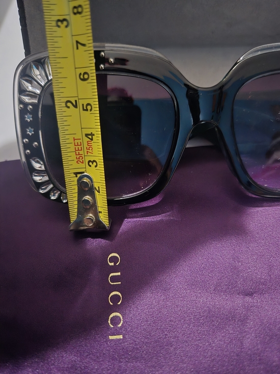 Gucci Black Square Sunglasses with Crystal Accents